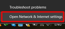 Click Open Network & Sharing Settings